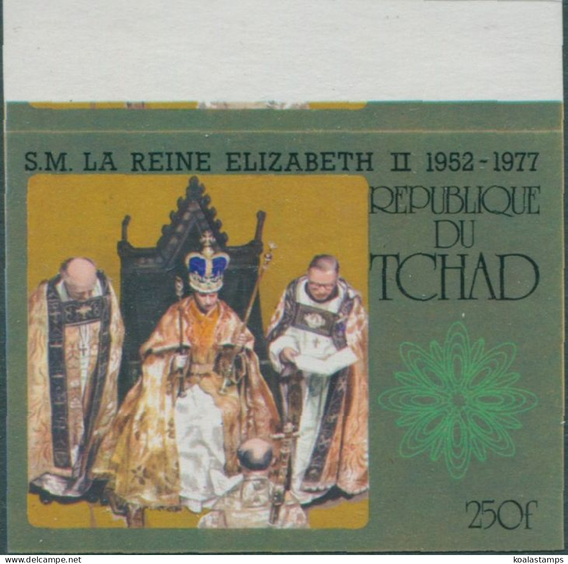 Chad 1977 SG493a 250f QEII Accession To Throne Imperf MNH - Tsjaad (1960-...)