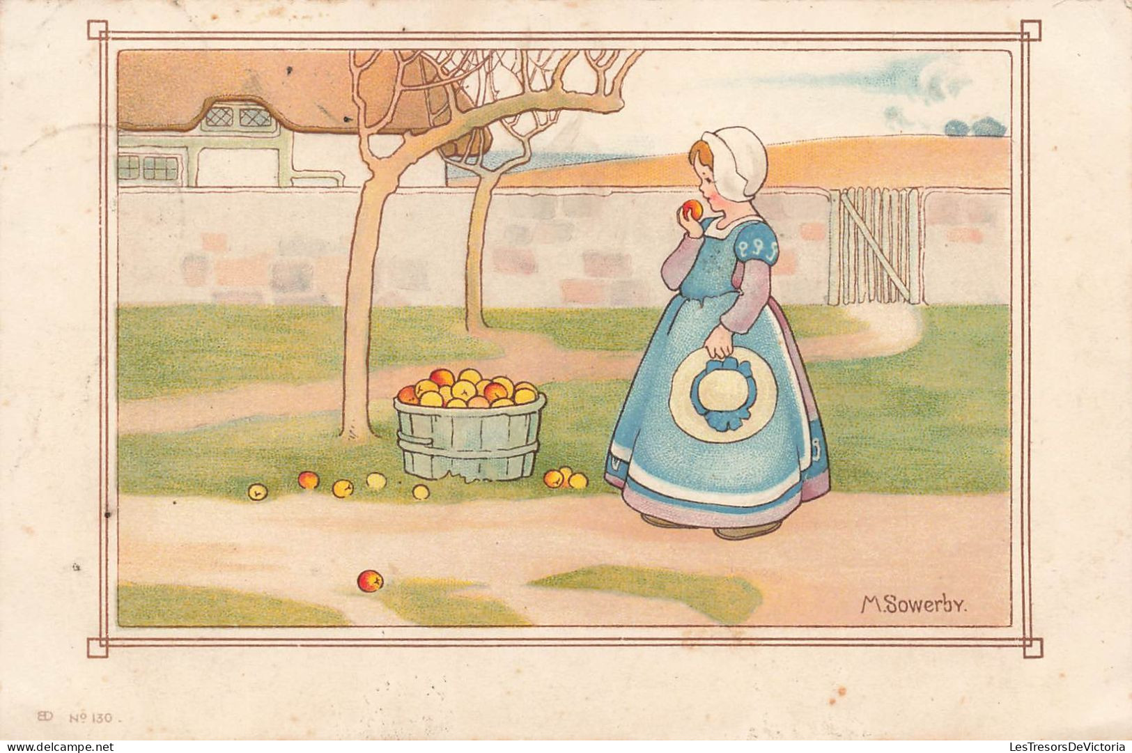 ILLUSTRATEUR - Millicent Sowerby - Fille Mangeant Des Pommes - Carte Postale Ancienne - Autres & Non Classés
