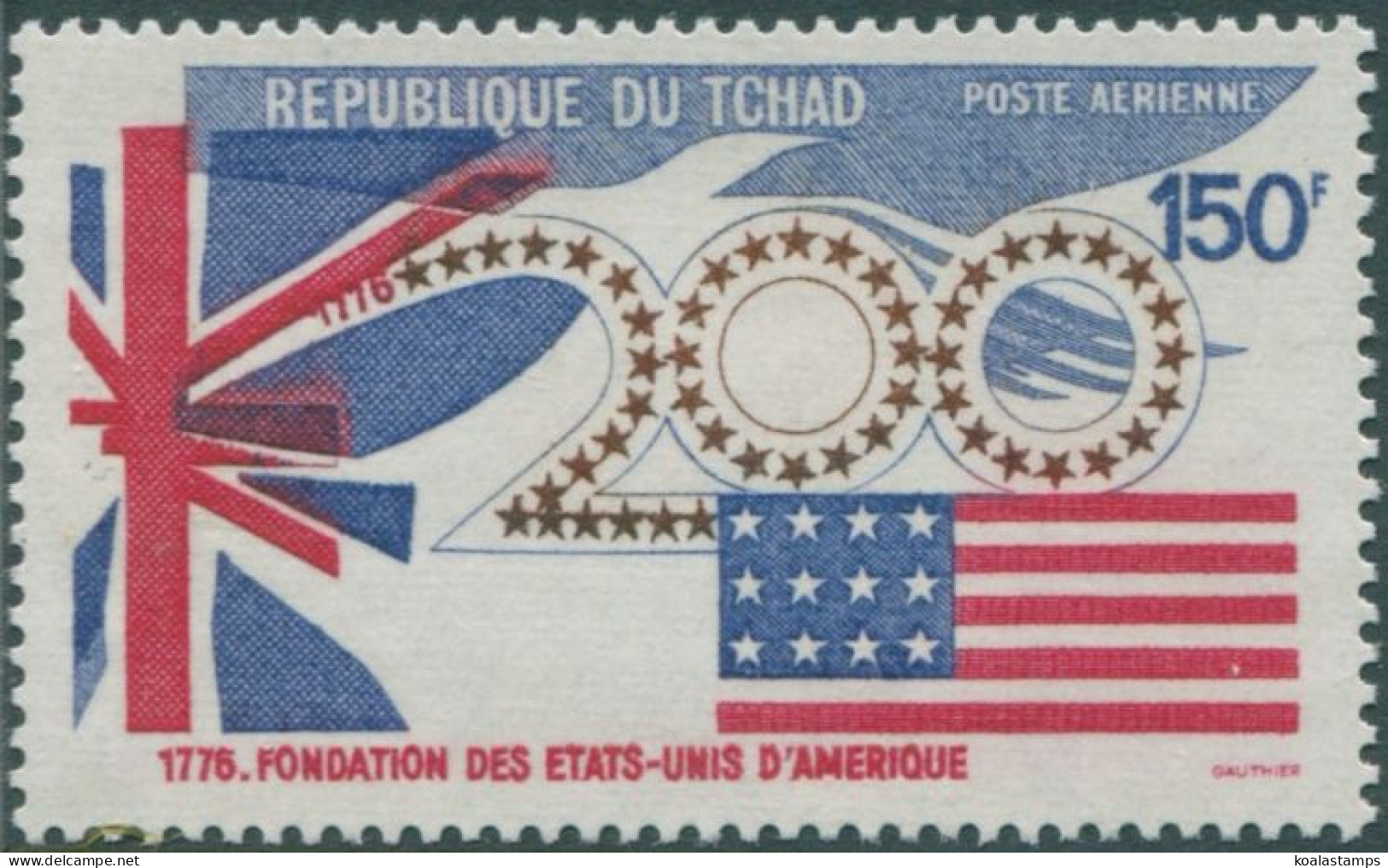 Chad 1975 SG430 150f American Revolution Flags MNH - Tsjaad (1960-...)