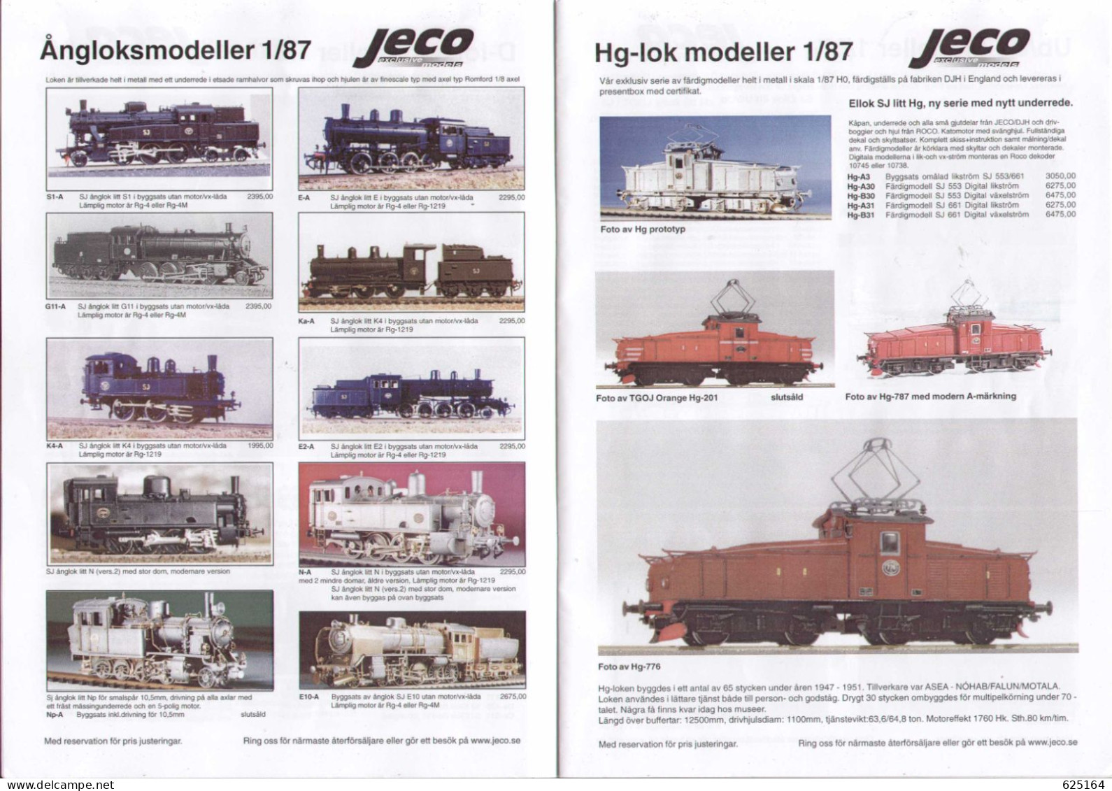 Catalogue JECO 2003  - Svenska Modeller - Handbyggda Småserier I Skala HO  - En Suédois - Zonder Classificatie