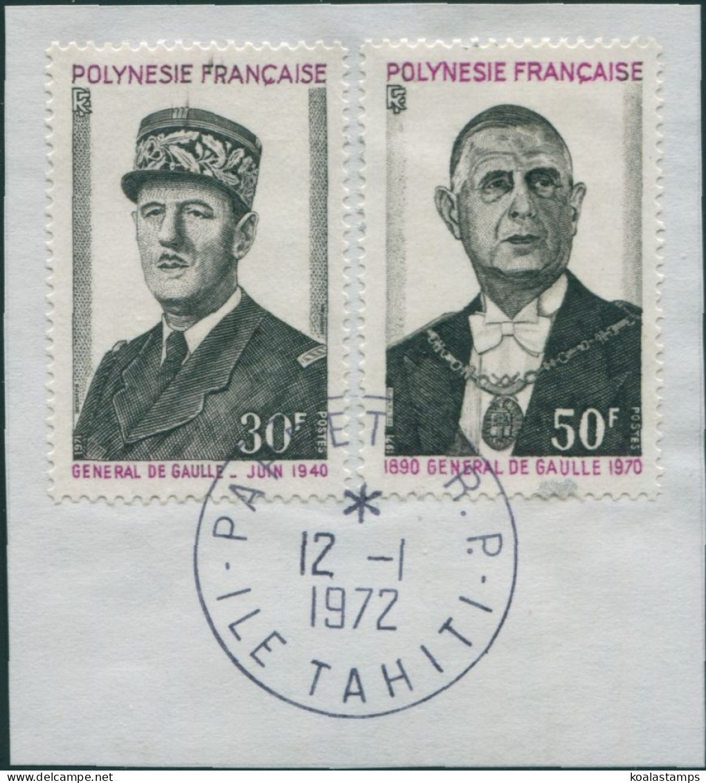 French Polynesia 1971 Sc#270-271,SG145-146 General De Gaulle Death Set On Piece - Other & Unclassified