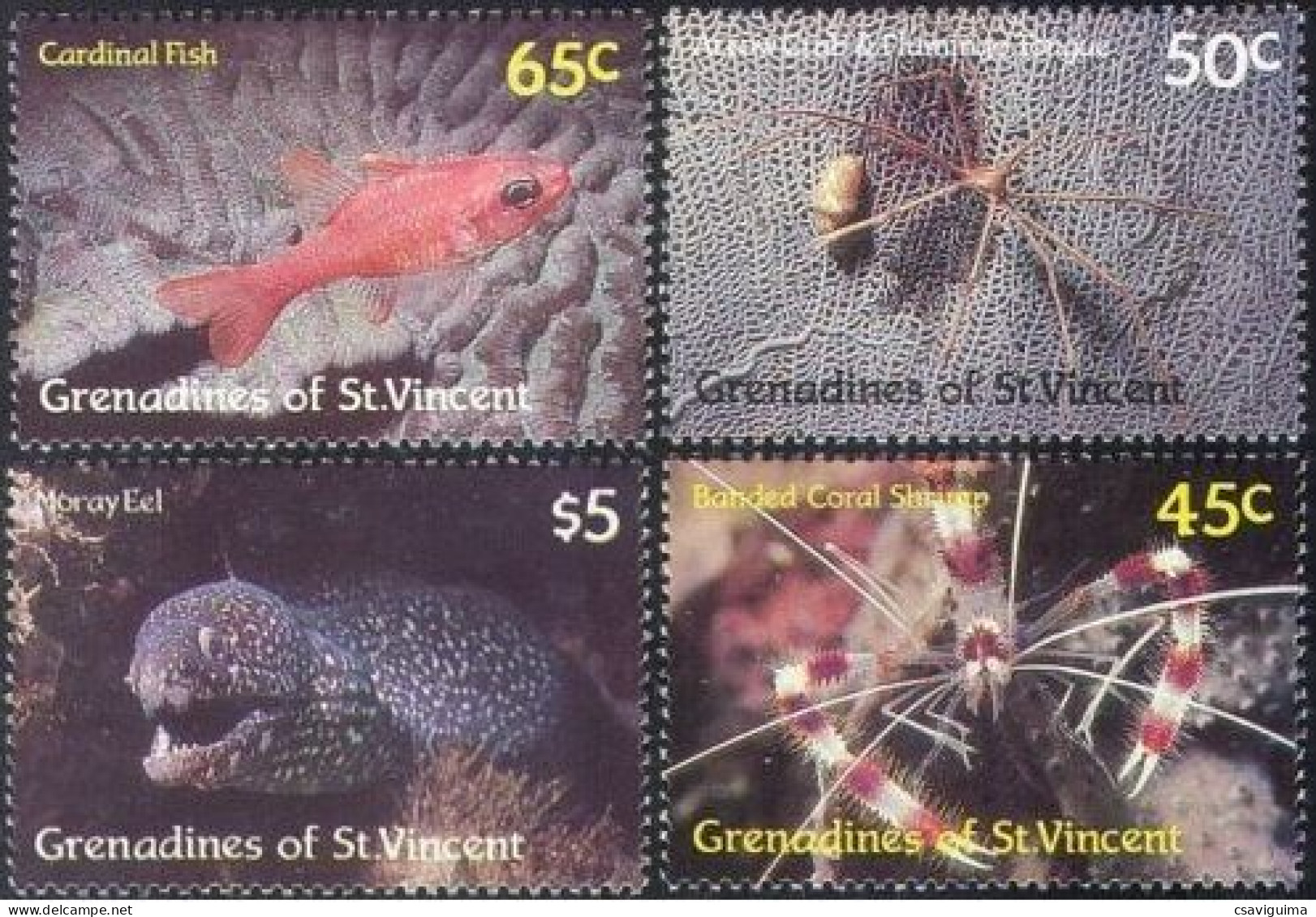 Grenadines Of St Vincent - 1987- Fish, Crabs - Yv 528/31 - Vita Acquatica