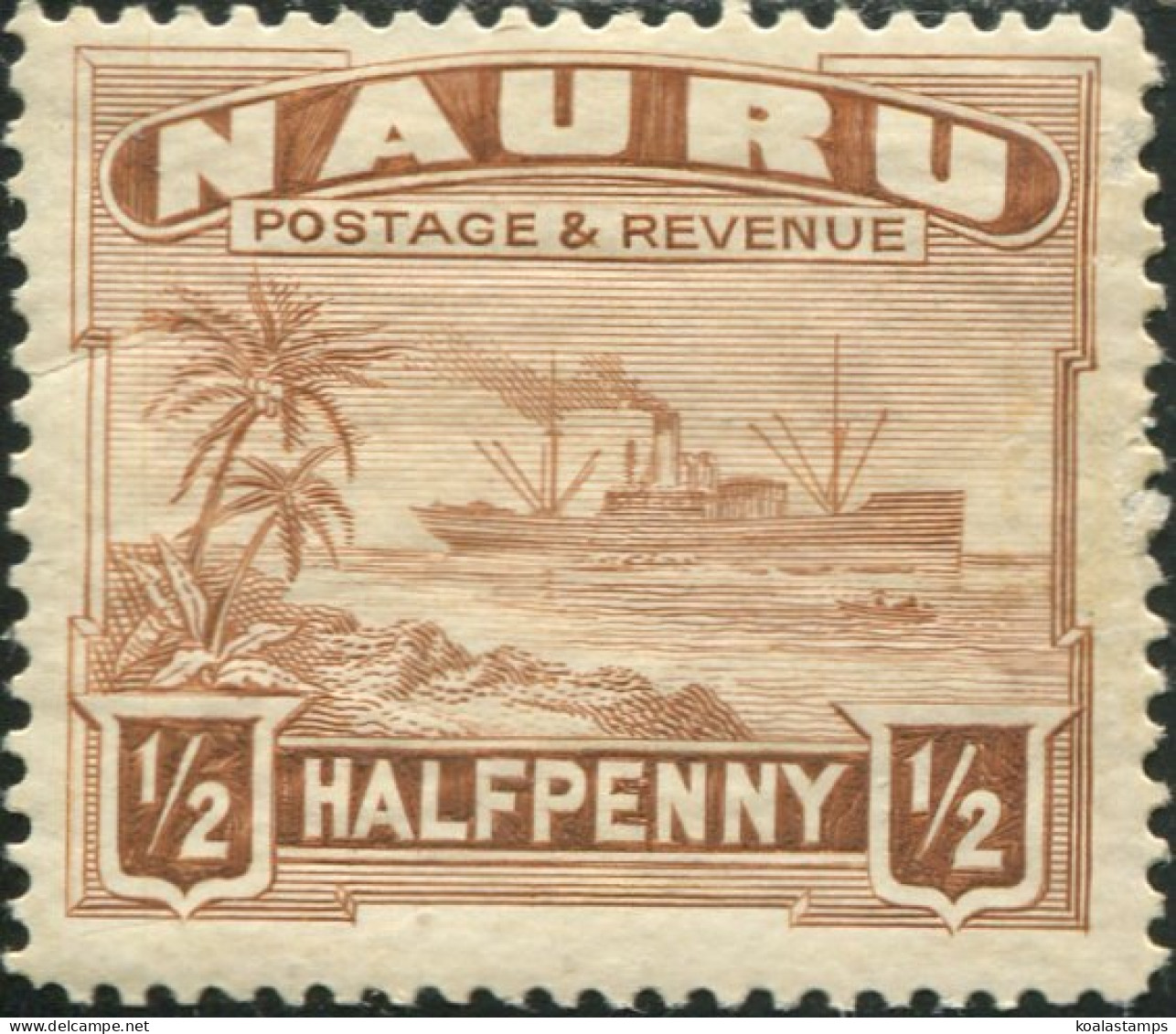 Nauru 1937 SG26Bc ½d Chestnut Freighter Shiny MNH - Nauru