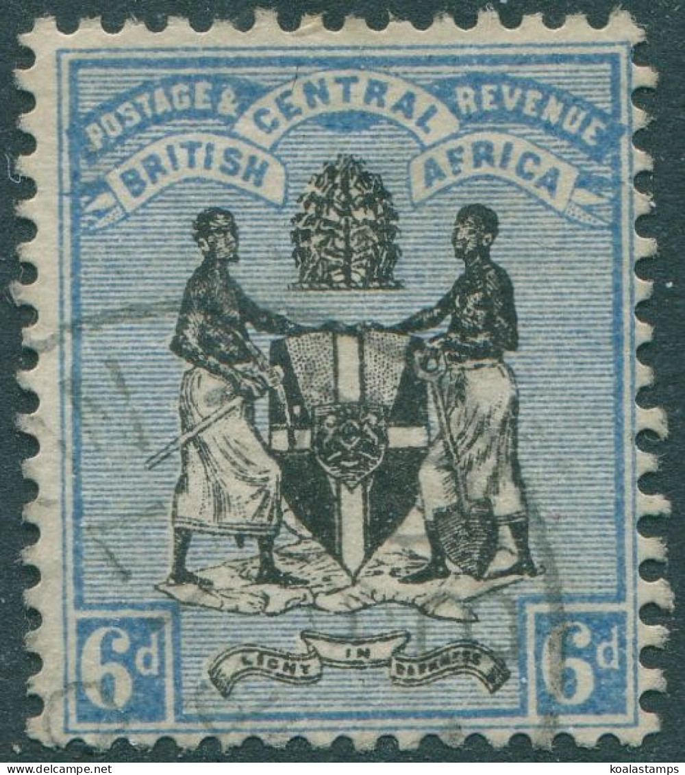 Nyasaland 1895 SG35 6d Black And Blue Arms FU - Malawi (1964-...)