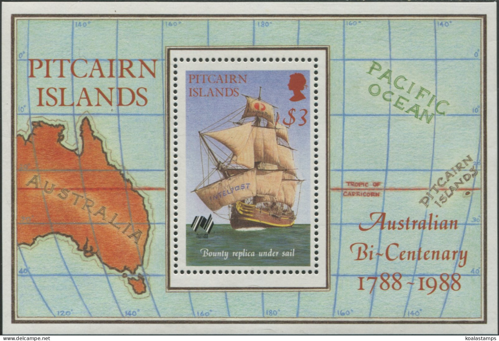 Pitcairn Islands 1988 SG314 $3 Bounty MS MNH - Pitcairninsel