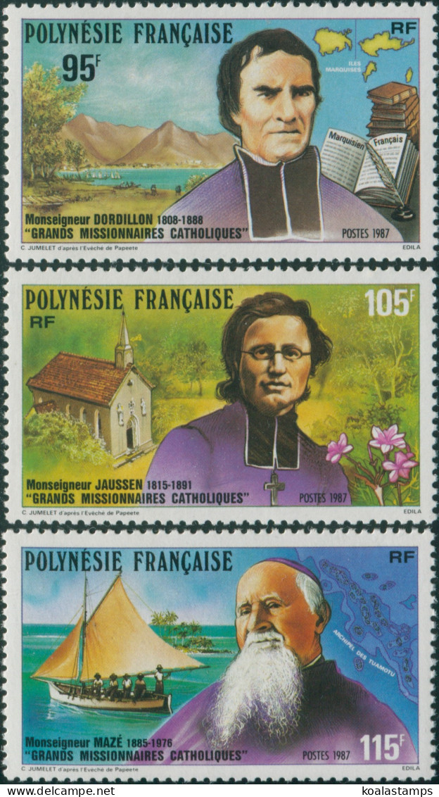 French Polynesia 1987 Sc#471-473,SG521-523 Catholic Missionaries Set MNH - Other & Unclassified
