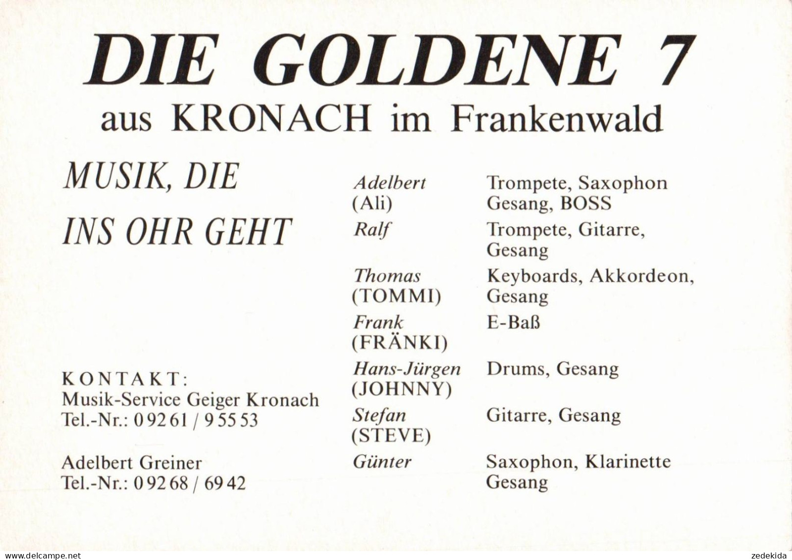 H1332 - Die Goldene 7 Autogramm Autogrammkarte - Musik Und Musikanten