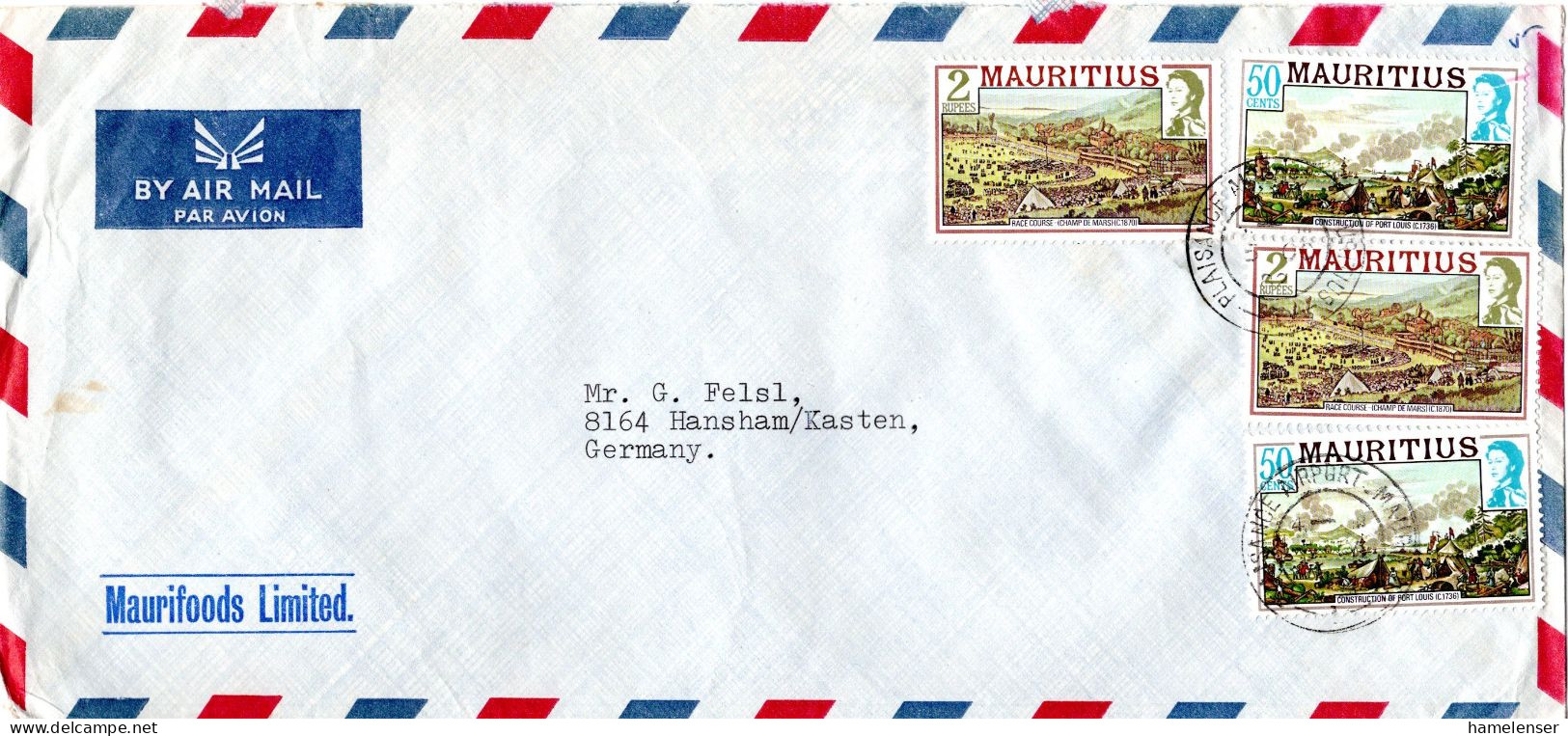 L77507 - Mauritius - 1982 - 2@2Rp Landschaften MiF A LpBf PLAISANCE AIRPORT -> Westdeutschland - Mauritania (1960-...)