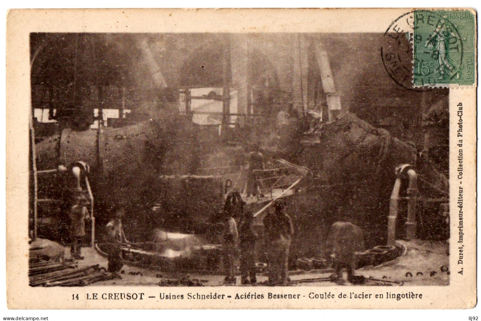 CPA 71 - LE CREUSOT (Saône Et Loire) - 14. Usines Schneider - Aciéries Bessener - Coulée De L'acier En Lingotière - Le Creusot