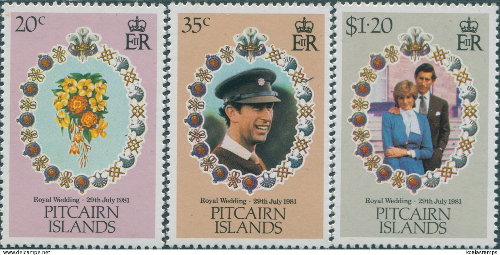 Pitcairn Islands 1981 SG219-221 Royal Wedding Set MNH - Islas De Pitcairn