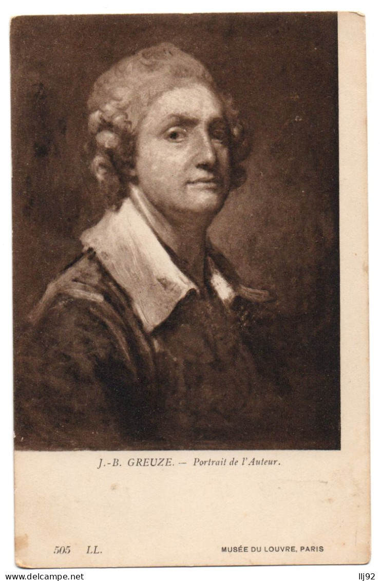 CPA Musée Du Louvres, Paris - J. B. GREUZE - Portrait De L'auteur - 505. LL. - Pittura & Quadri