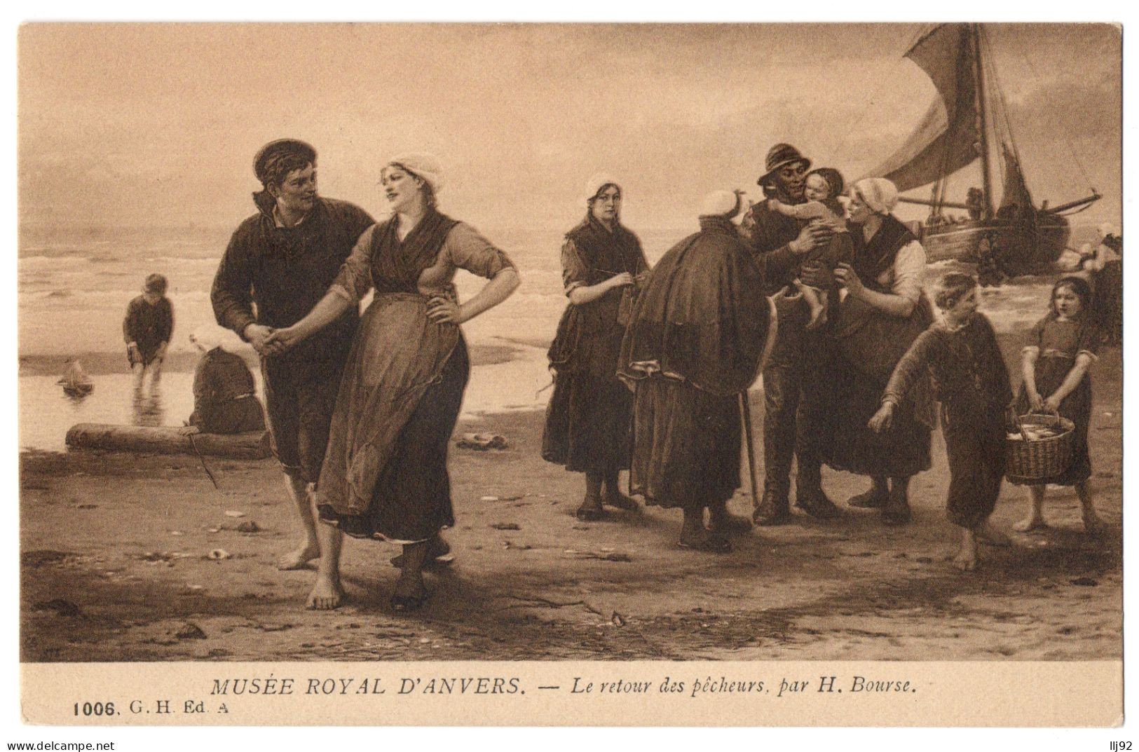 CPA Musée Royal D'ANVERS - Le Retour Des Pêcheurs, Par H. Bourse - 1006 G. H. Ed. - Schilderijen