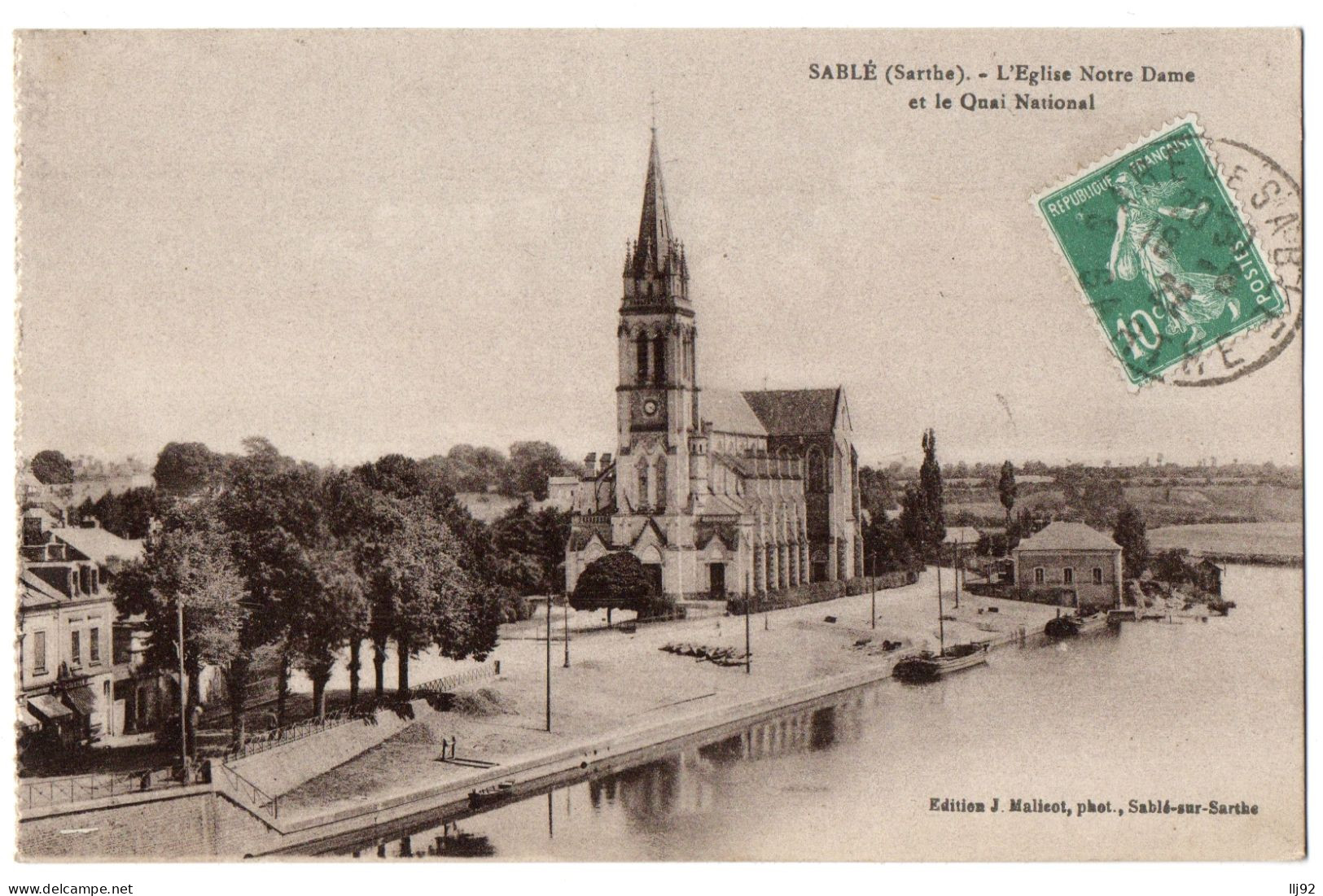 CPA 72 - SABLE (Sarthe) - L'Eglise Notre Dame Et Le Quai National - Sable Sur Sarthe