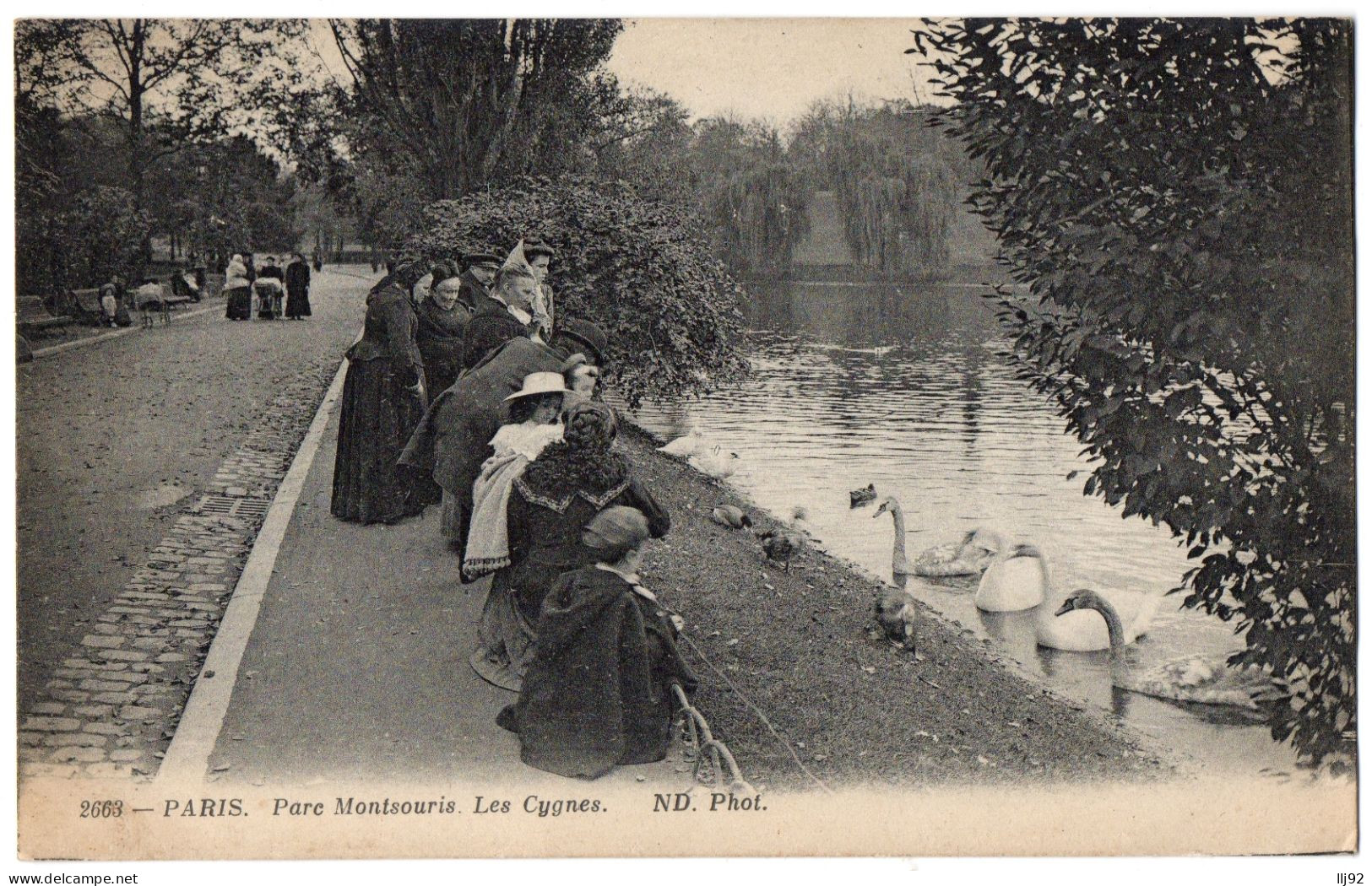 CPA 75 - PARIS - 2663. Parc Montsouris Les Cygnes - ND Phot (animée). Carte D'origine - Parcs, Jardins