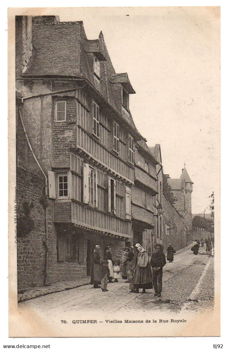 CPA 29 - QUIMPER (Finistère) - 76. Vieilles Maisons De La Rue Royale - Dos Non Divisé (animée) - Quimper