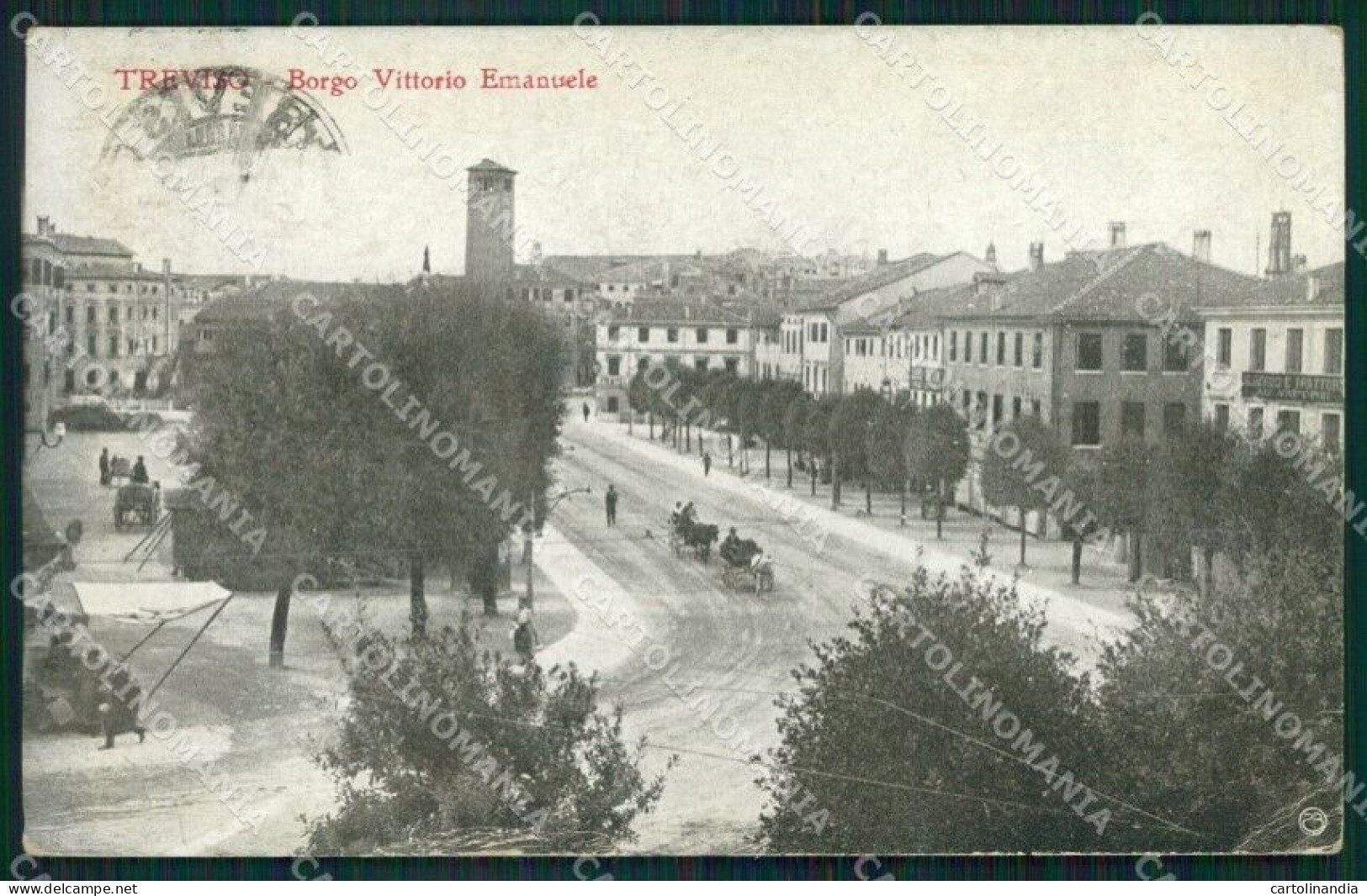 Treviso Città Borgo Vittorio Emanuele PIEGHINA Cartolina VK1774 - Treviso