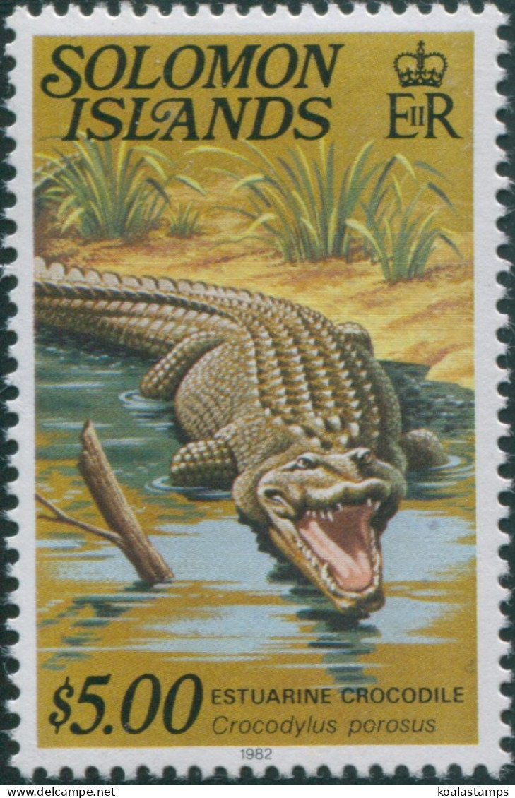 Solomon Islands 1979 SG403B $5 Estuarine Crocodile Date Imprint MNH - Solomoneilanden (1978-...)