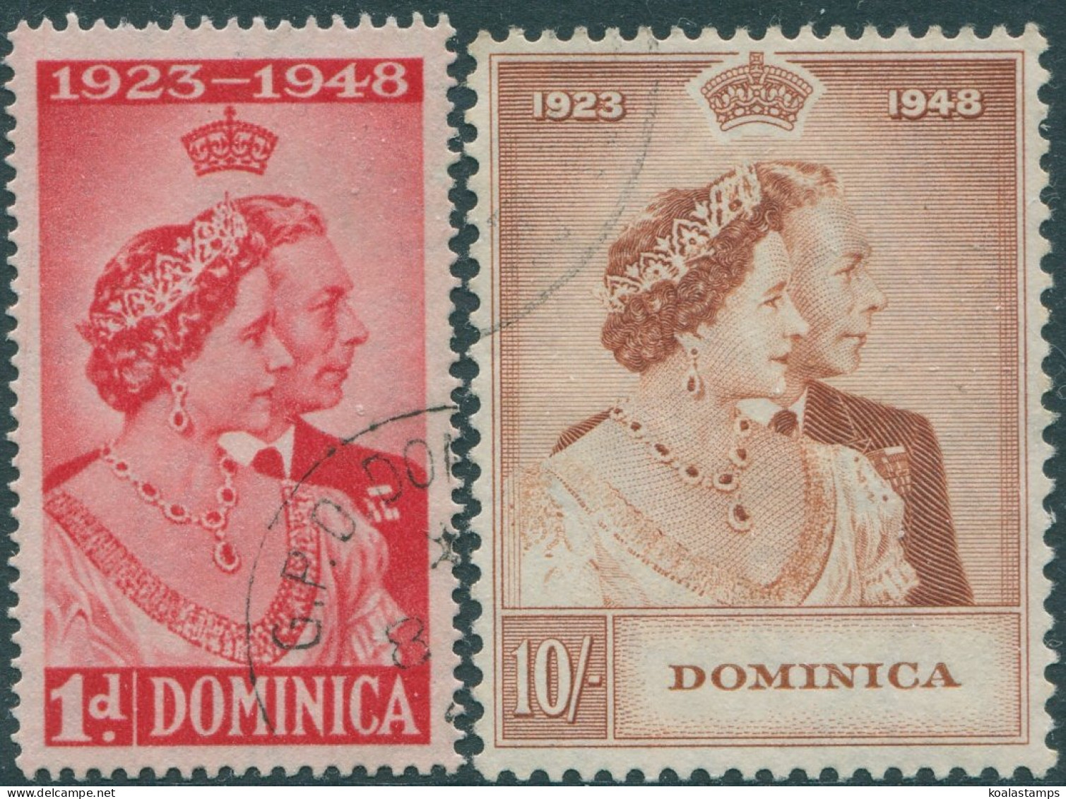 Dominica 1948 SG112-113 QEII Silver Wedding Set FU (amd) - Dominica (1978-...)