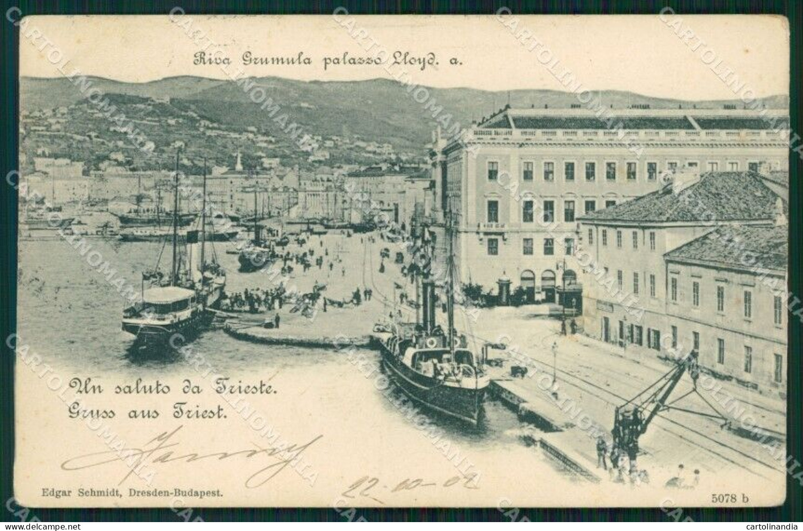 Trieste Città Riva Grumola Barche Gruss Cartolina VK1677 - Trieste