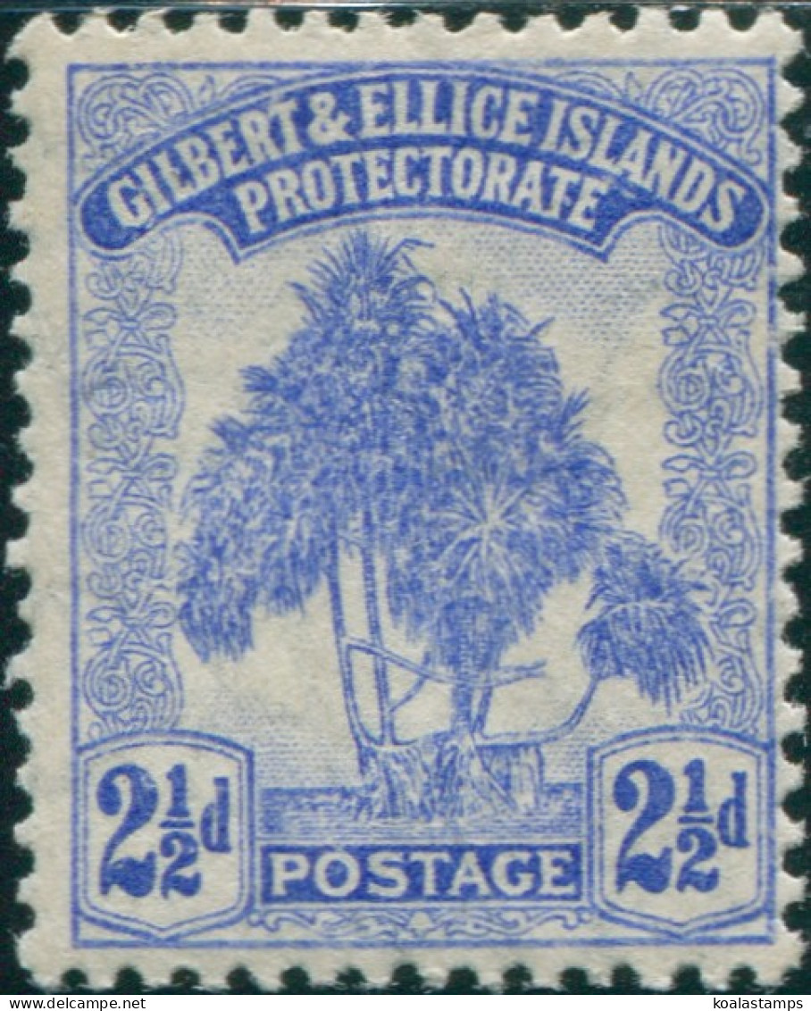 Gilbert & Ellice Islands 1911 SG11 2½d Ultramarine Pandanus Pine MLH - Islas Gilbert Y Ellice (...-1979)