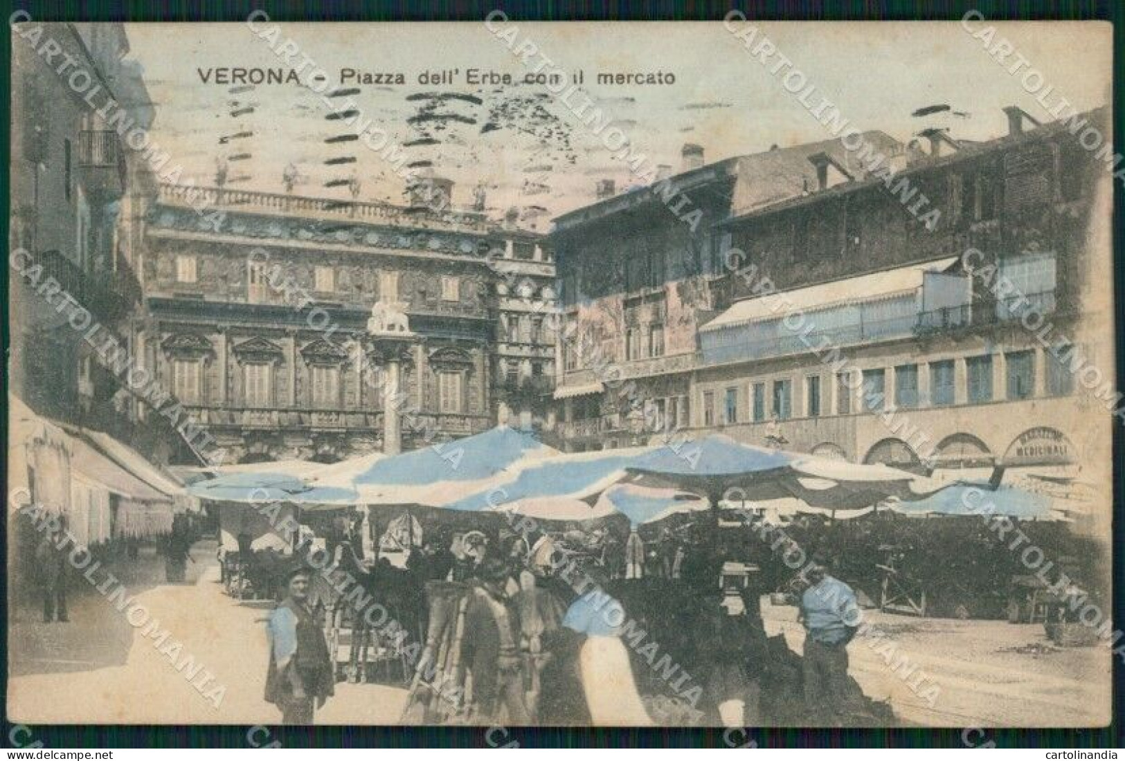 Verona Città Piazza Erbe Mercato Cartolina VK1965 - Verona