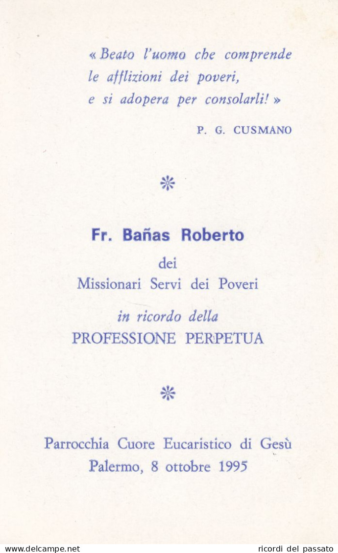 Santino Ricordo Professione Perpetua - Palermo 1995 - Images Religieuses