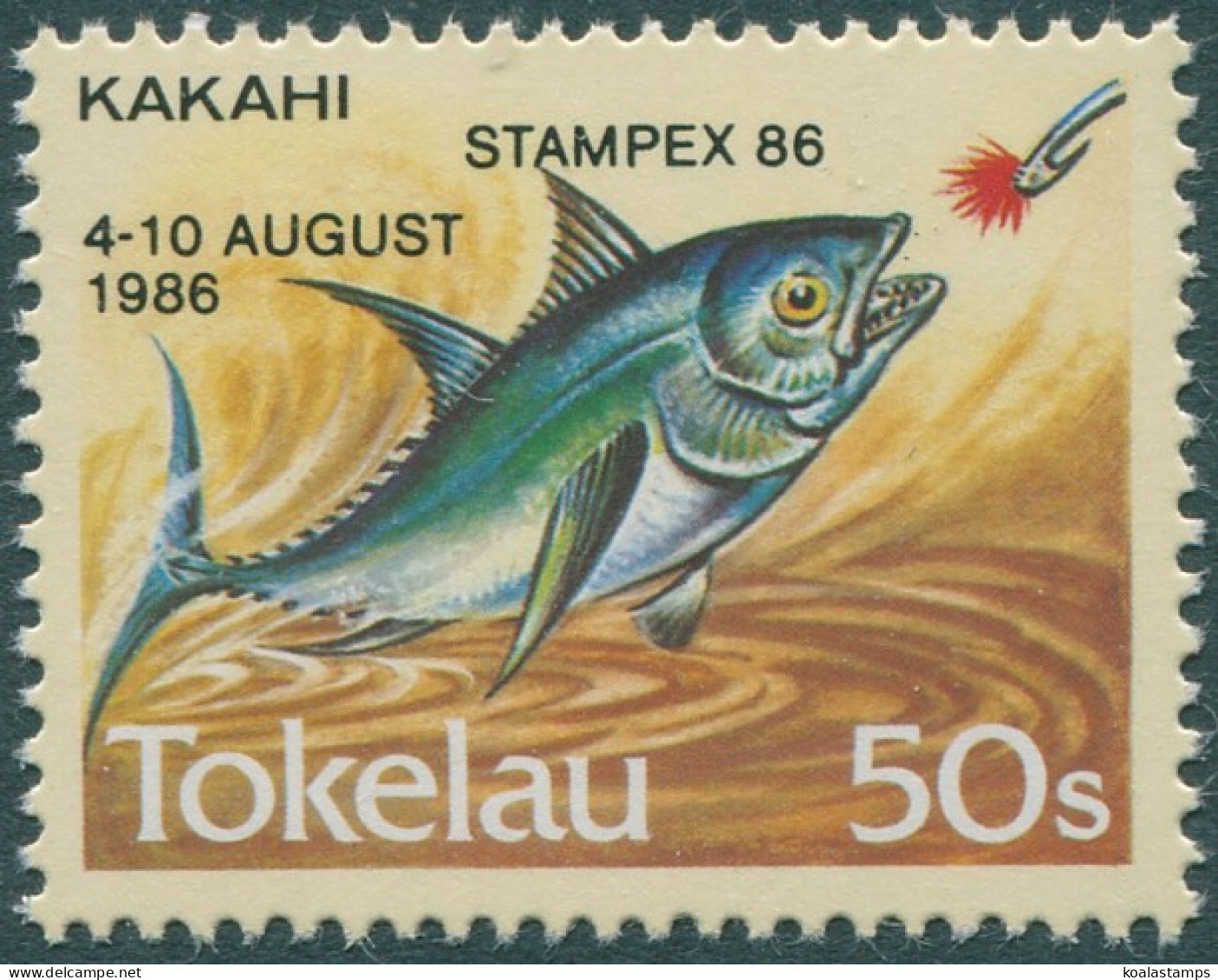 Tokelau 1986 SG114a 50s Fish Stampex Overprint MNH - Tokelau