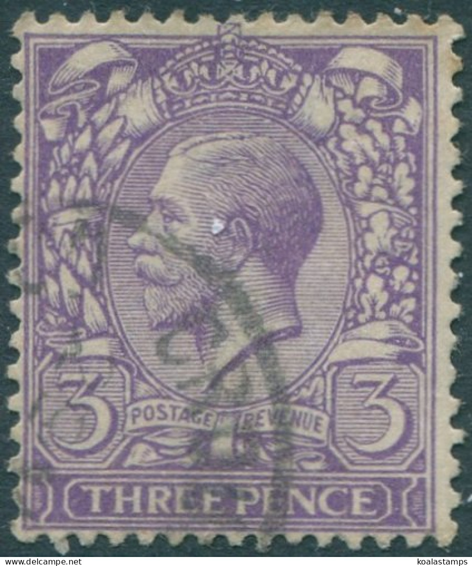 Great Britain 1912 SG375 3d Violet KGV #1 FU (amd) - Unclassified