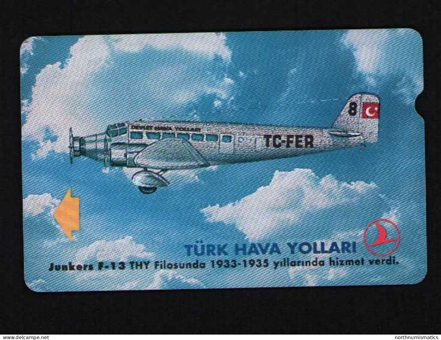 Turkıye Phonecards-THY Junkers F-13 60 Units PTT Unused - Sammlungen