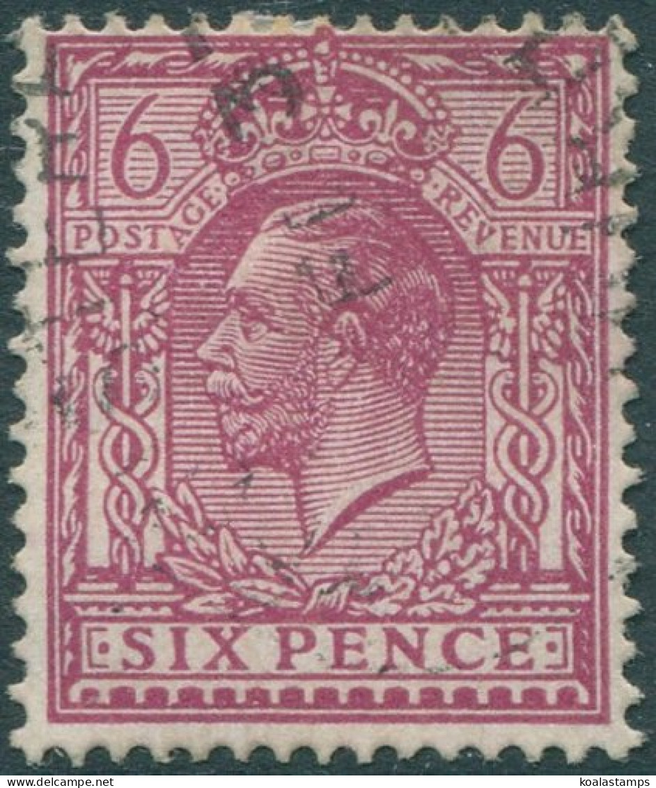 Great Britain 1912 SG385a 6d Reddish Purple KGV P14 #3 FU (amd) - Unclassified