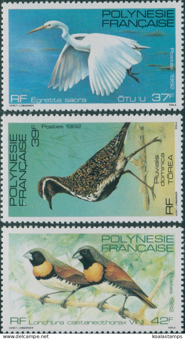 French Polynesia 1982 Sc#370-372,SG379-381 Birds Set MNH - Andere & Zonder Classificatie