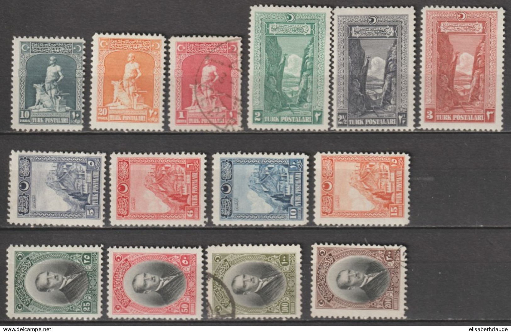 1926 - TURQUIE - SERIE COMPLETE YVERT N°695/708 * / OBLIT MLH / USED - COTE = 78.5 EUR - Ungebraucht