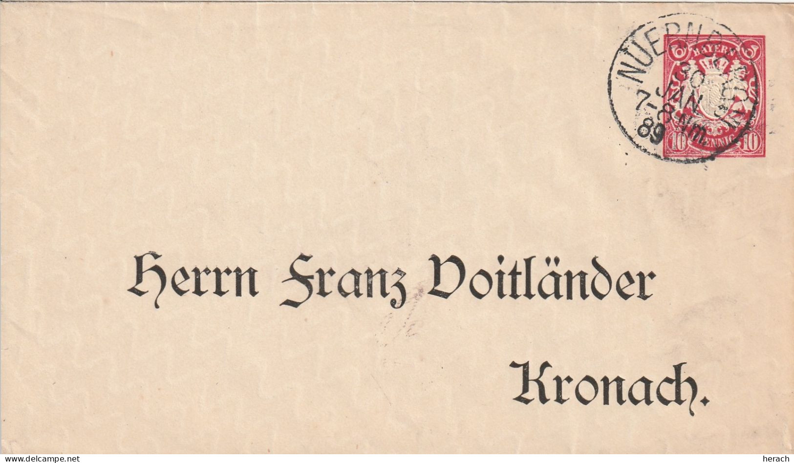 Allemagne Bavière Entier Postal Privé Nüernberg 1889 - Ganzsachen