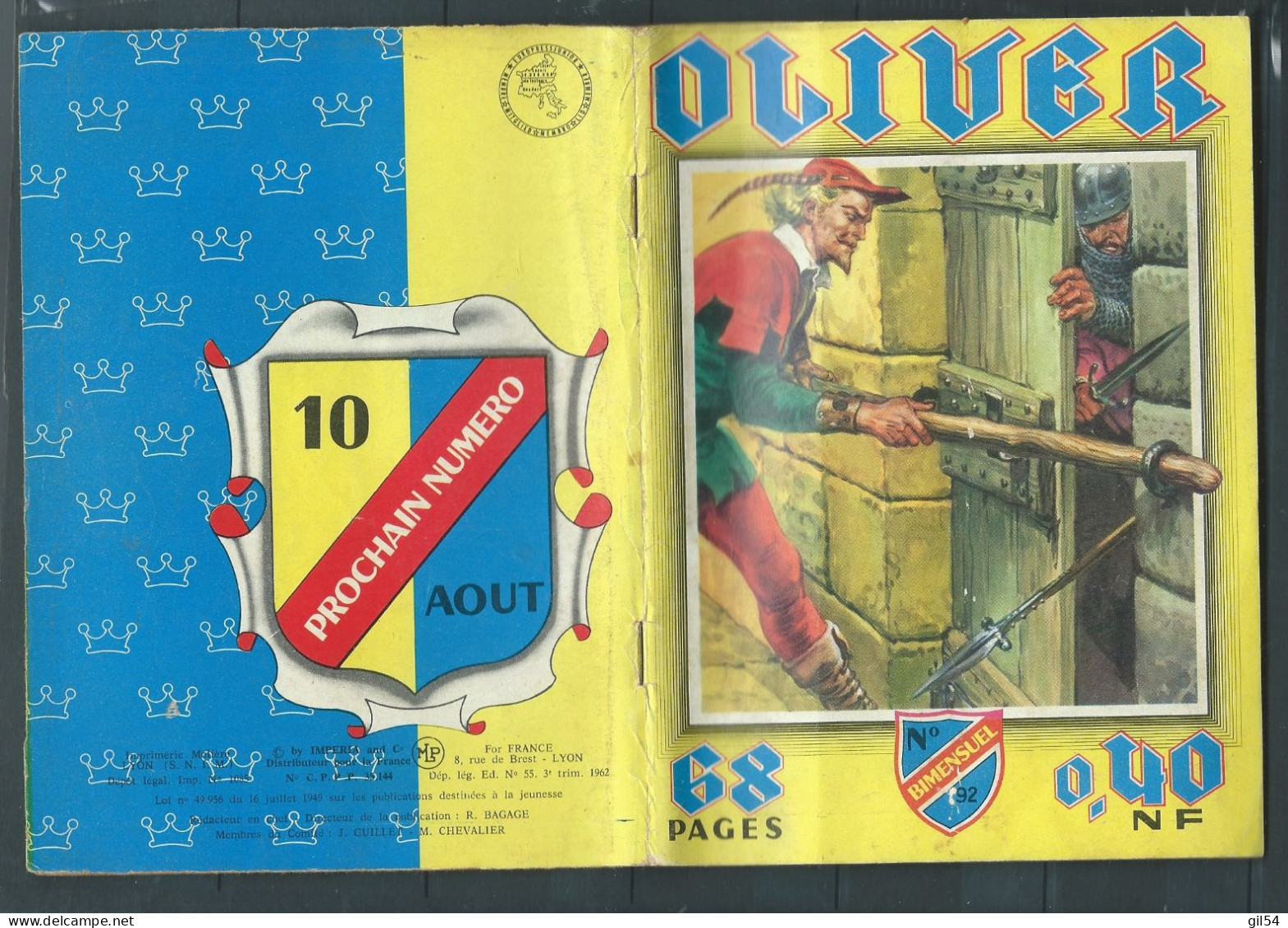 Bd "Oliver  " Bimensuel N° 92 "  Jpor De Fête  "      , DL  3è Tri. 1962 - BE- RAP 0602 - Kleine Formaat