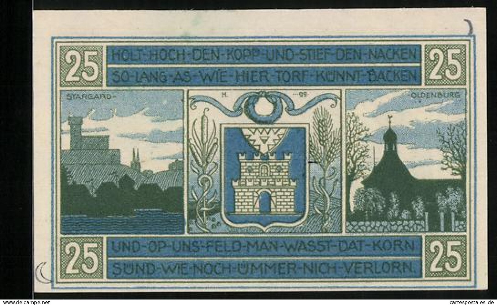 Notgeld Oldenburg-Holstein, 25 Pfennig, Ortsansichten Stargard Und Oldenburg  - Lokale Ausgaben