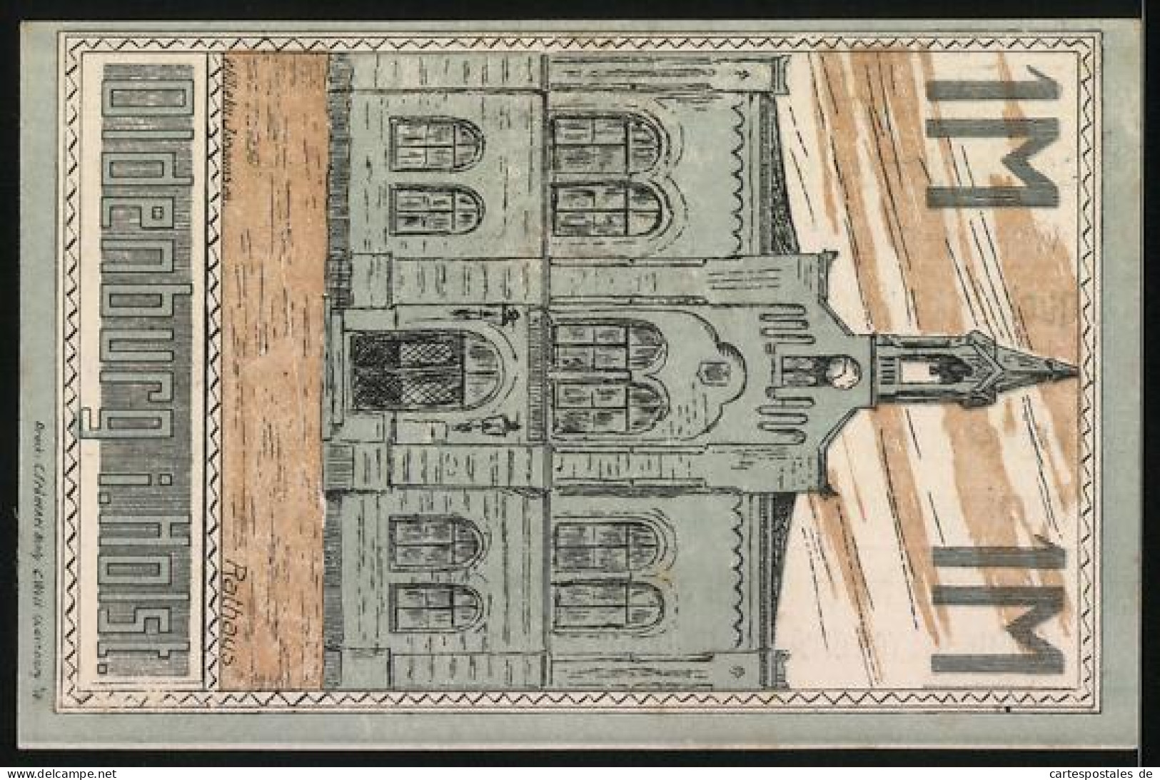 Notgeld Oldenburg I. H. 1921, 1 Mark, Frontalansicht Des Rathauses  - [11] Local Banknote Issues