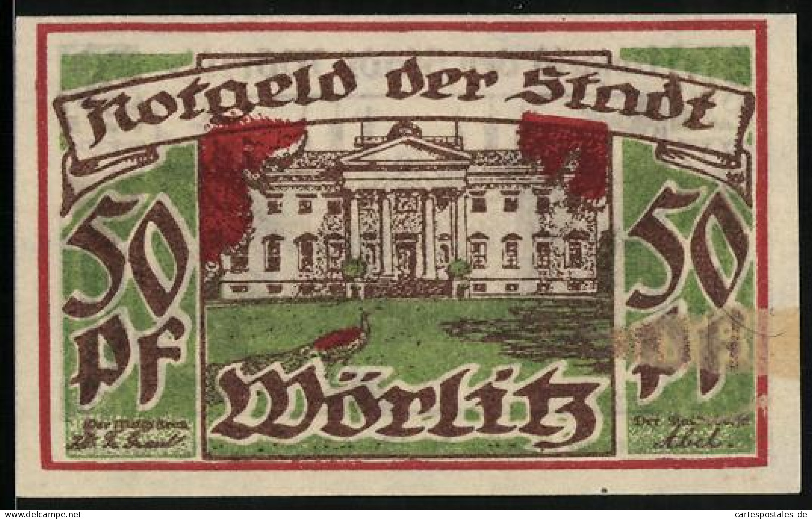 Notgeld Wörlitz, 50 Pfennig, Blick Auf Das Schloss  - Lokale Ausgaben
