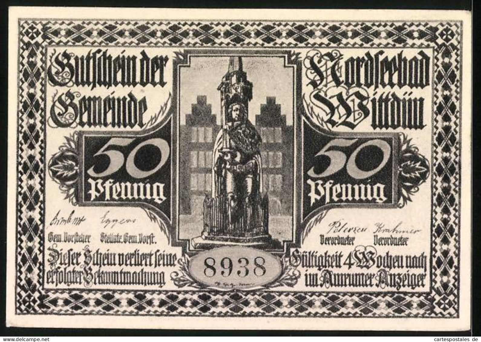 Notgeld Wittdün, 50 Pfennig, Die Nordsee Vor Der Ortschaft  - Lokale Ausgaben