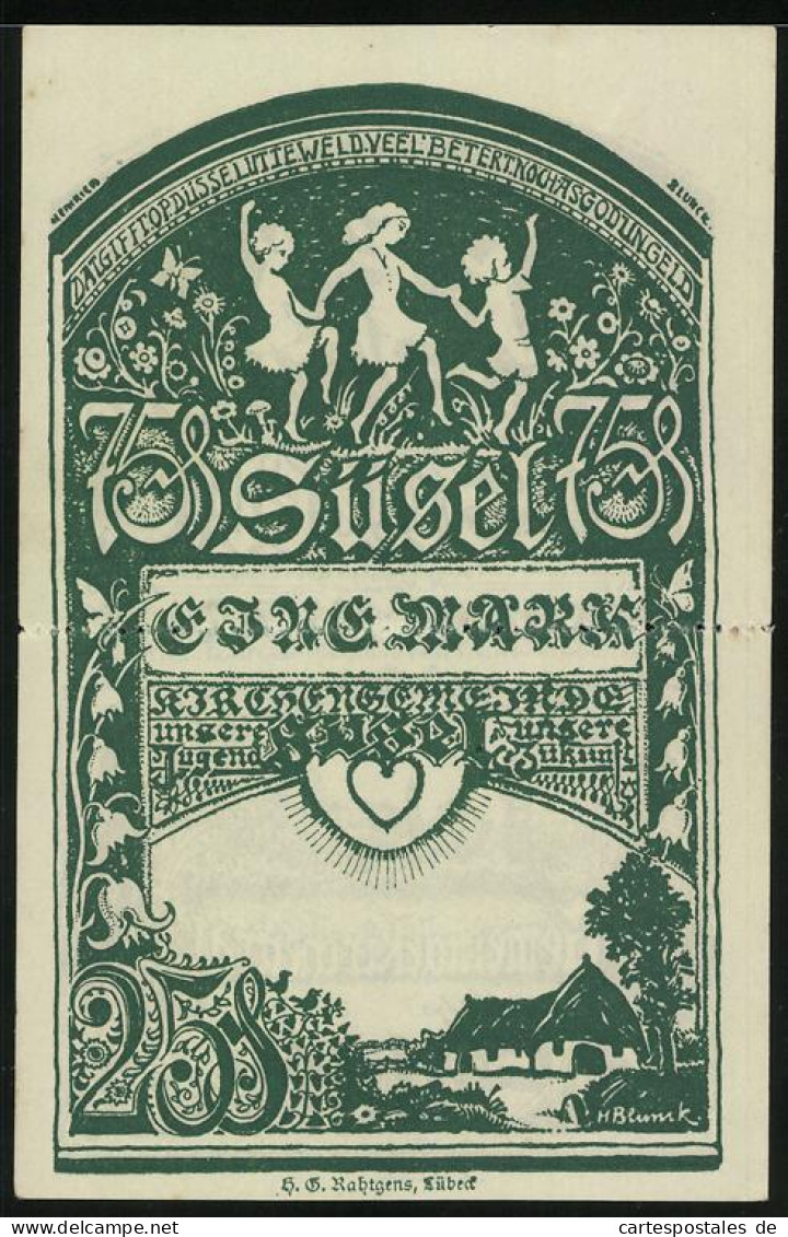 Notgeld Süsel 1920, 1 Mark, Tanzende Kinder, Kirche  - [11] Local Banknote Issues