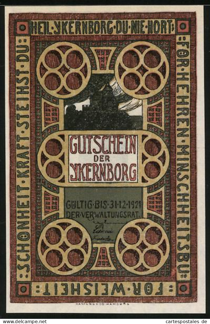 Notgeld Ykernborg 1921, 1 Mark, Burgportal  - [11] Emissions Locales