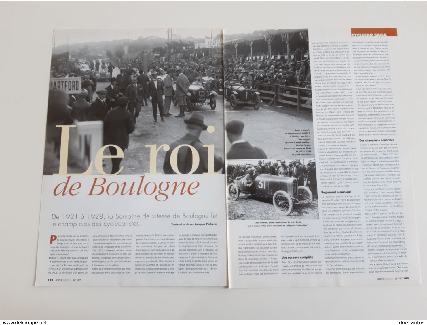 Coupure De Presse Sport Automobile Cyclecar Saga - Le Roi De Boulogne - Sonstige & Ohne Zuordnung