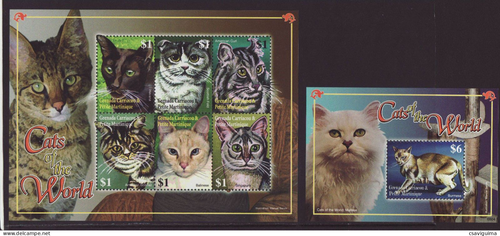 Grenada Grenadines - 2008 - Cats Of The World - Yv 3703/08 + Bf 611 - Katten