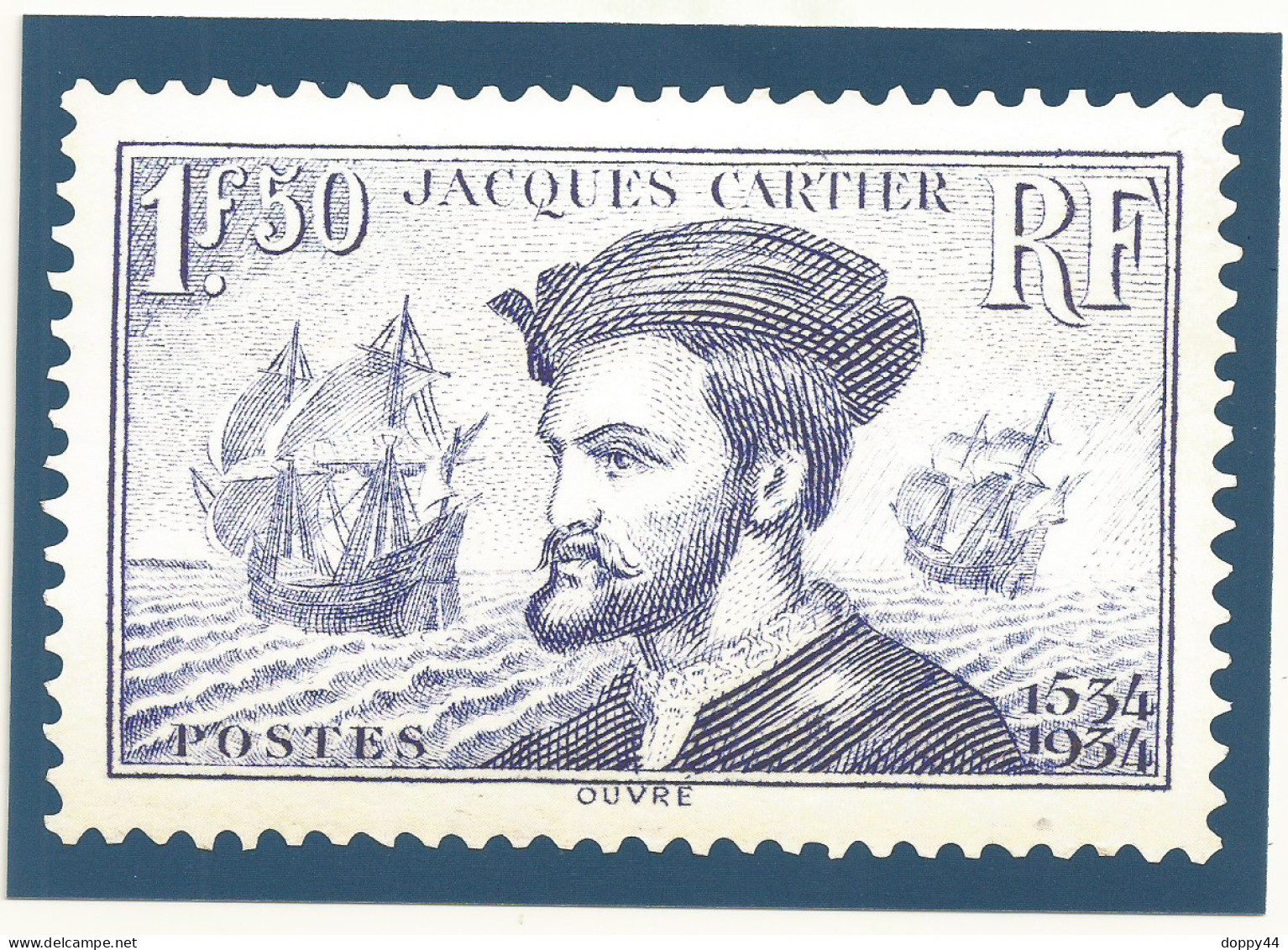 PAP CARTE POSTALE LA POSTE SERIE BATEAUX CELEBRES ET EXPLORATEURS JACQUES CARTIER. - Pseudo-interi Di Produzione Ufficiale