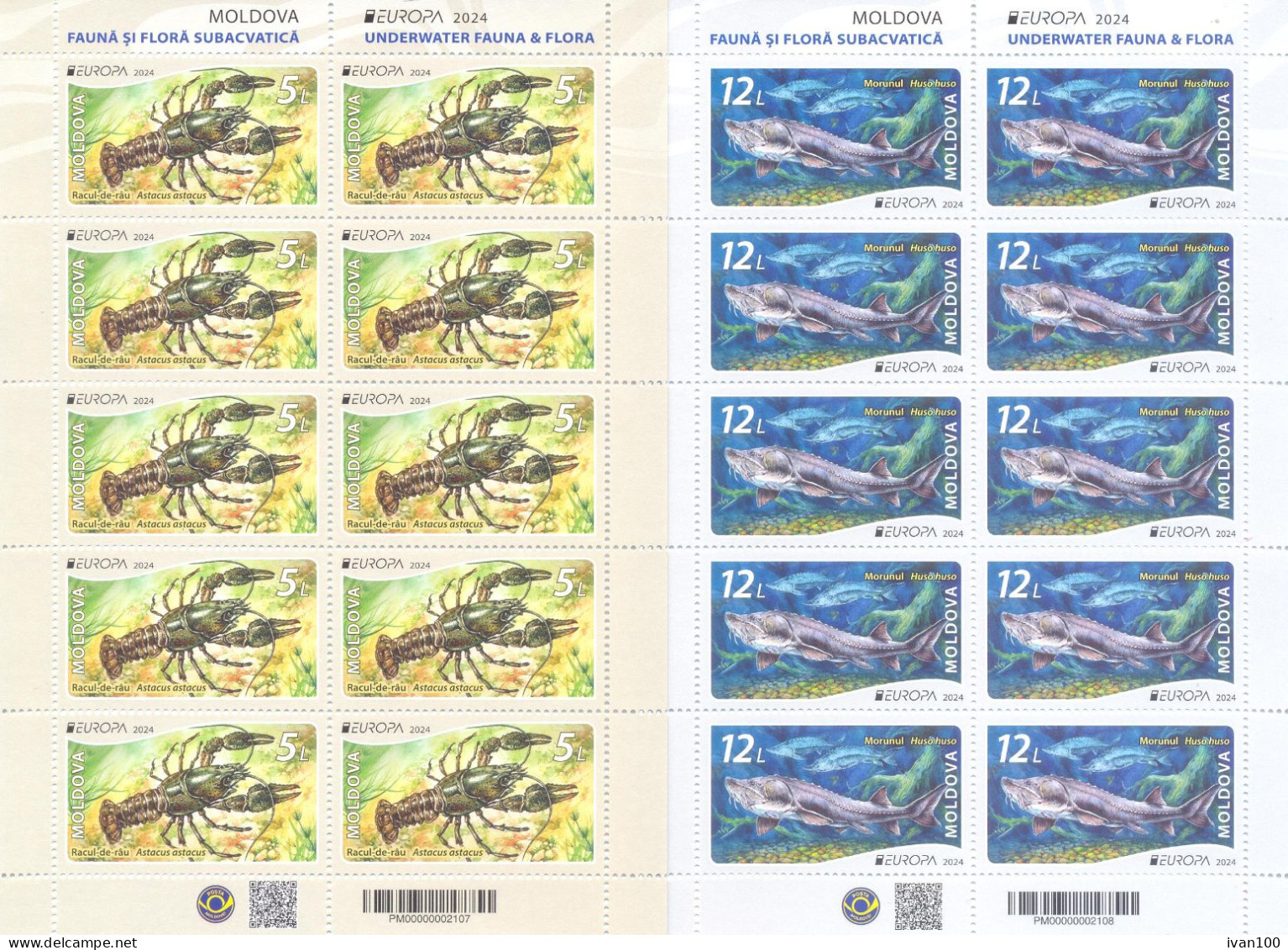 2024. Moldova,  Europa 2024, Underwater Flora And Fauna Of Moldova, 2 Sheetlets, Mint/** - Moldavie