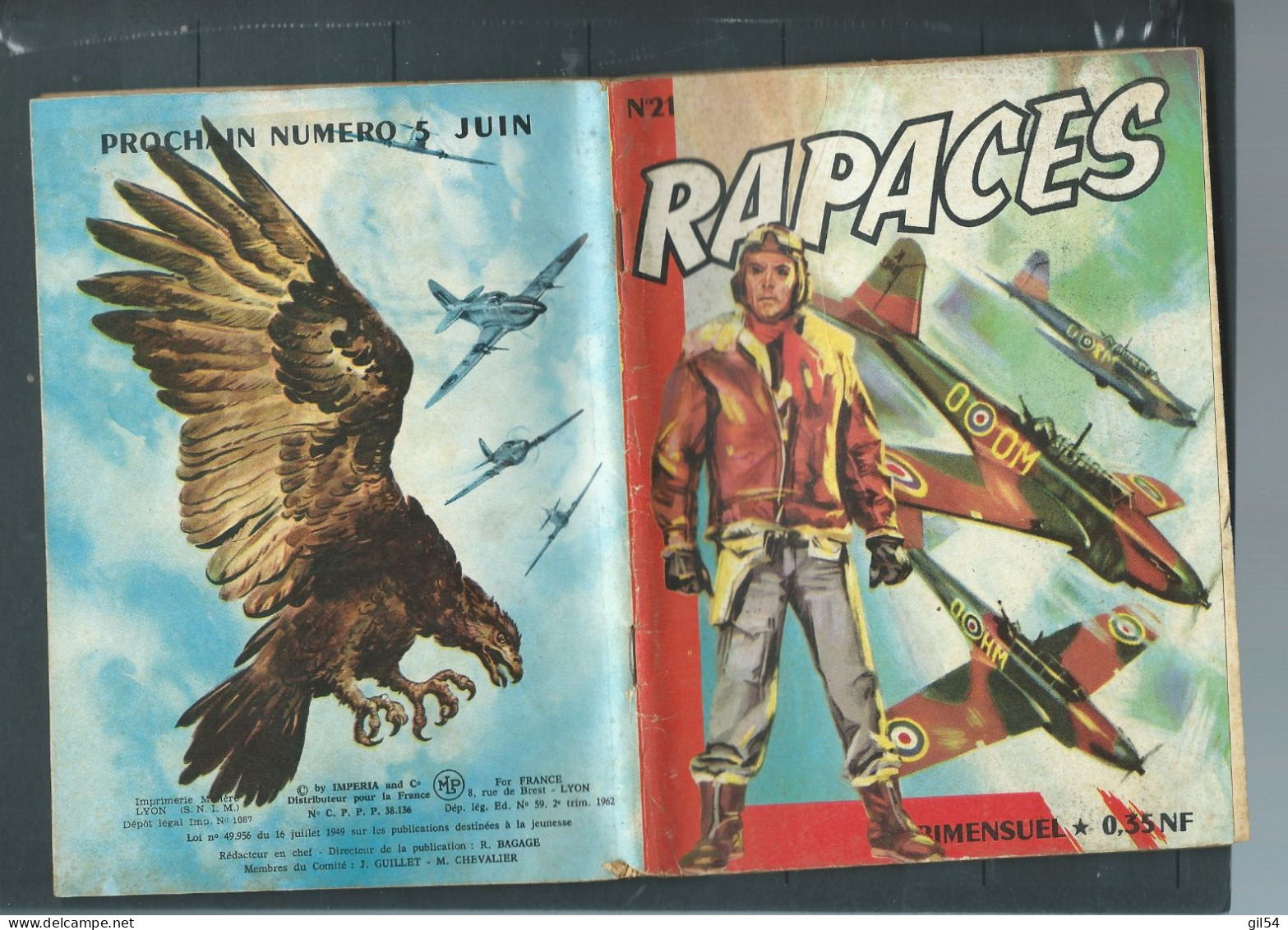 Bd " Rapaces   " Bimensuel N° 21 " Arme De Choc   "      , DL  2è Tri. 1962 - BE- RAP 0603 - Rapaces