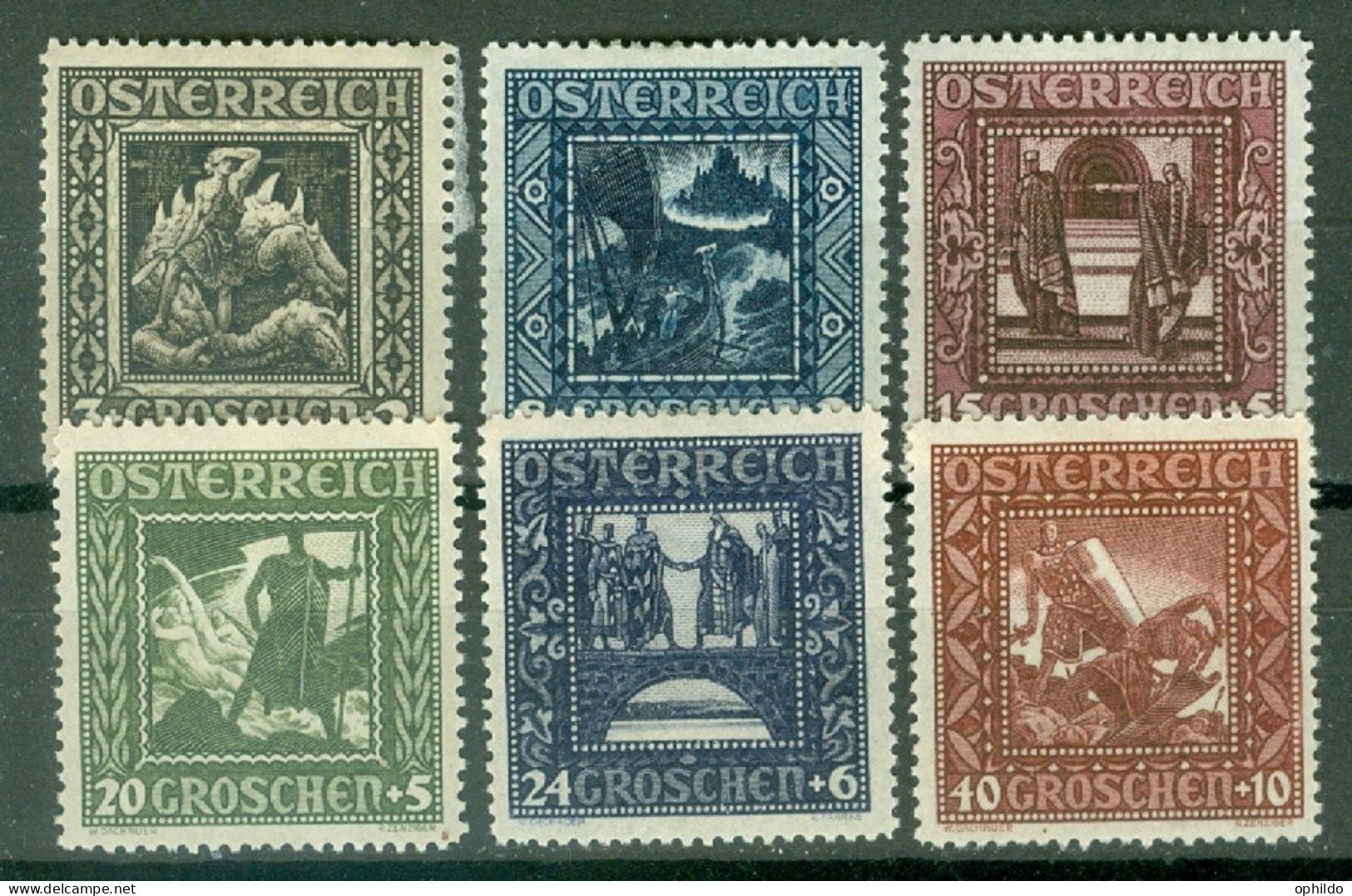 Autriche  Yv 368/373  Ou  Mi 488/493  * TB Ex 1 - Unused Stamps