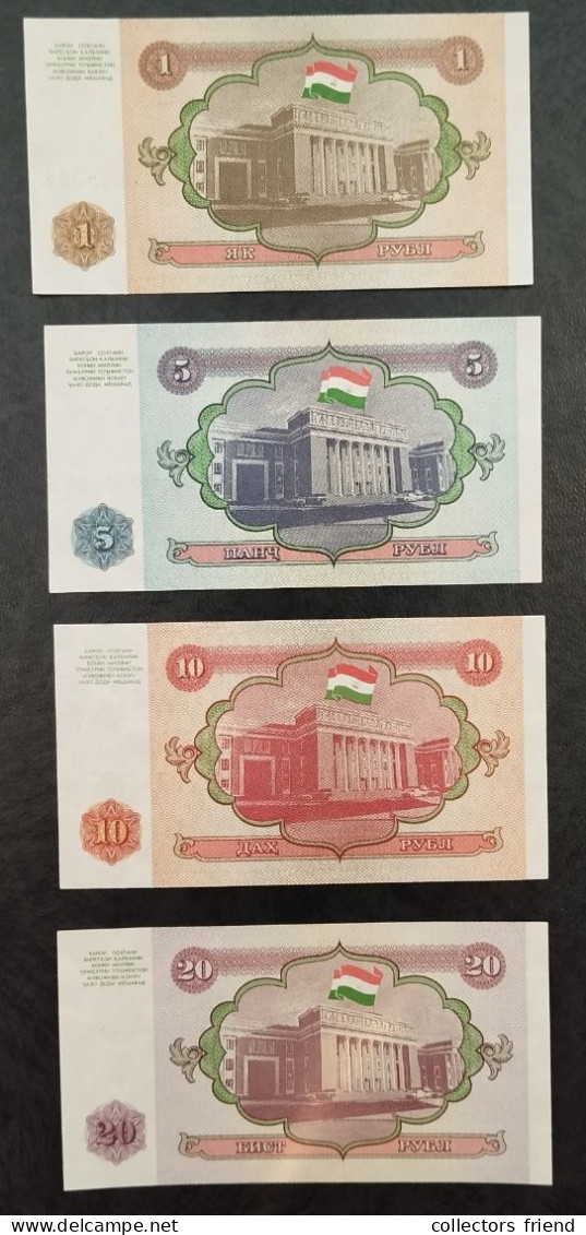 TADJIKISTAN 1 / 5 / 10 / 20 / 50 / 100 Rubles - 6 Notes Year 1994 - UNC - Tadzjikistan