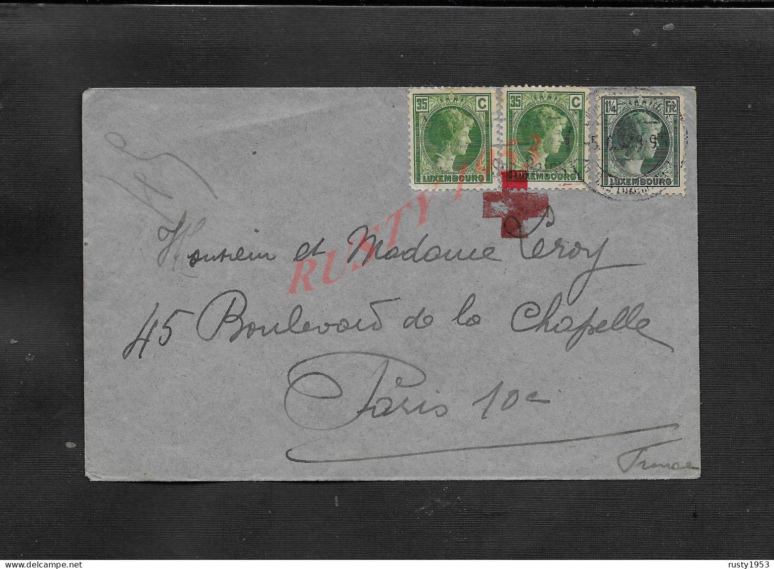 MILITARIA LETTRE MILITAIRE SUR TIMBRE DU LUXEMBOURG CROIX ROUGE POUR PARIS : - 1940-1944 Ocupación Alemana