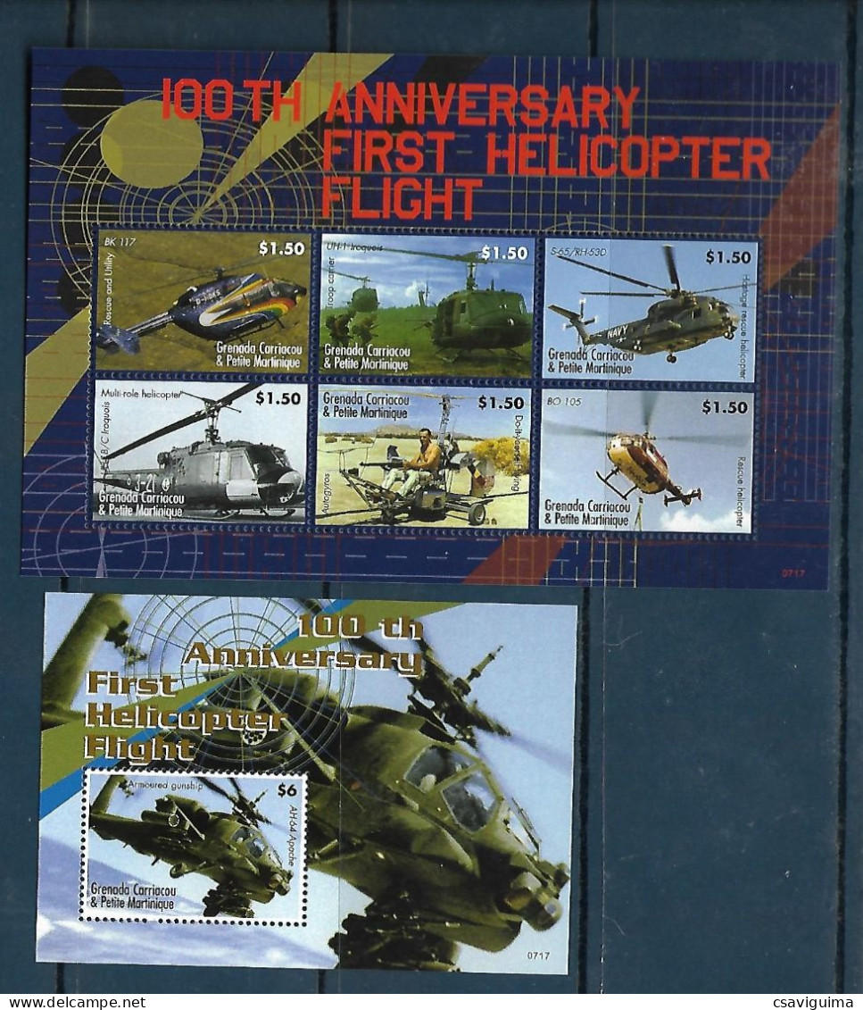 Grenada Grenadines - 2007 - 100th Anniversary First Helicopter Fligth - Yv 3673/78 + Bf 608 - Hubschrauber