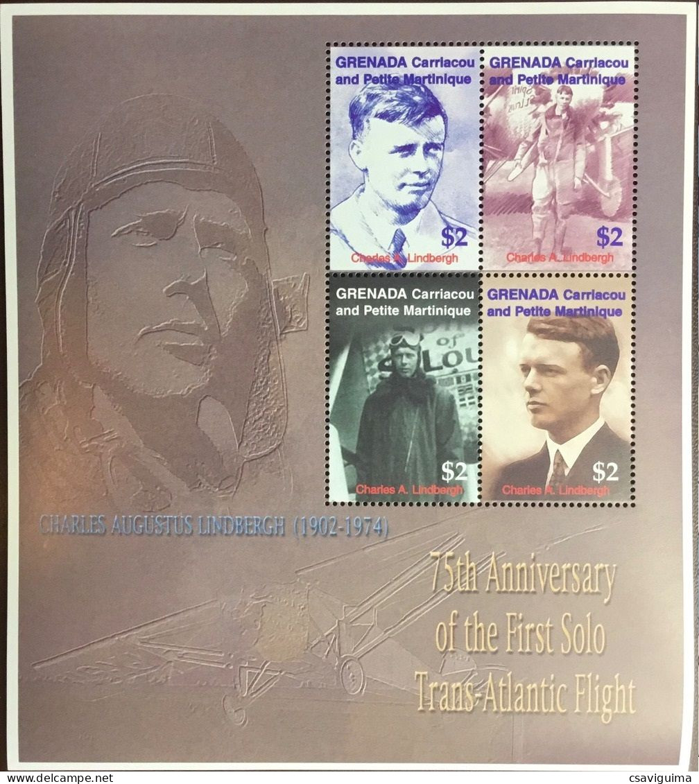 Grenada Grenadines - 2003 - 75th Anniversary Of The First Solo Trans-atlantic Fligth - Yv 3300/03 - Avions